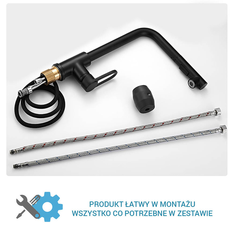 Bateria kuchenna czarna GAJA z wyciągana wylewką