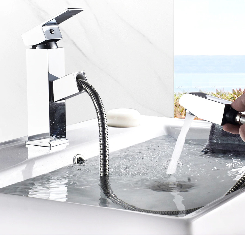 Bateria umywalkowa z wyciąganą wylewką kran BANG