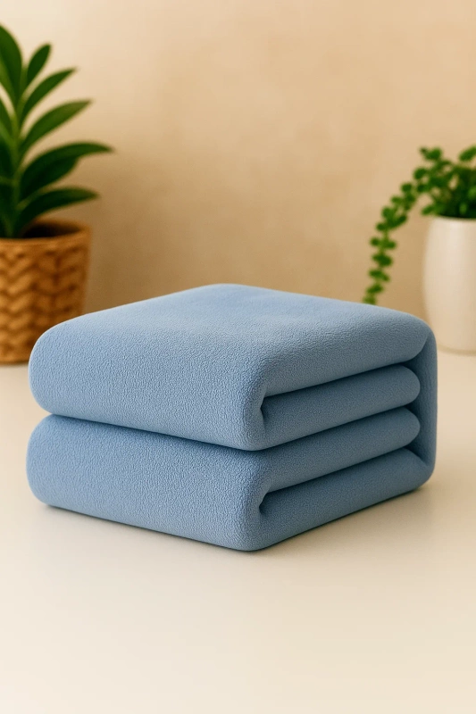 Ręcznik kąpielowy MIKRO błękitno szary z mikrofibry 70x140 szybkoschnący