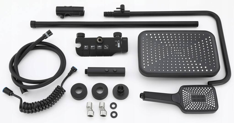 Zestaw natryskowy kolumna prysznicowa czarna + bateria, słuchawka, bidetka MODERN BLACK