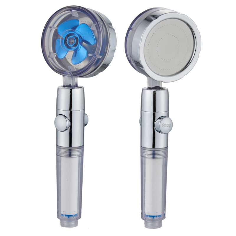 Słuchawka prysznicowa TURBO EKO z turbiną wentylatorem niebieska