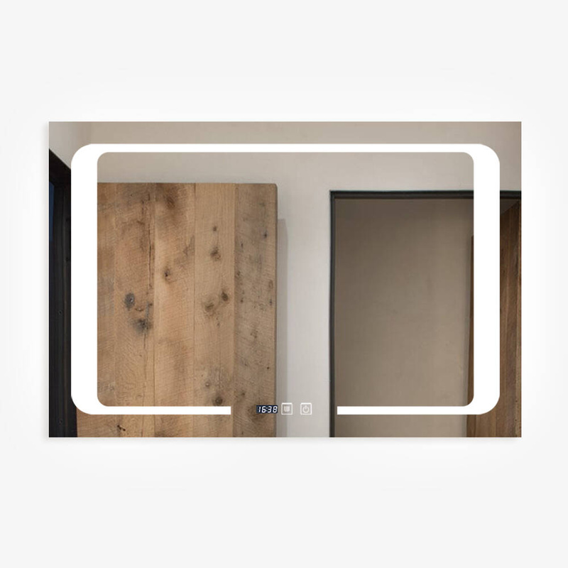 Lustro podświetlane LED 90x60 prostokątne J16 z zegarem