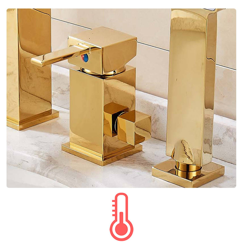 Bateria wannowa stojąca 3-otworowa złota BANG