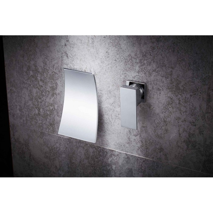 Bateria umywalkowa podtynkowa ścienna wodospad