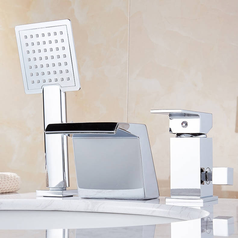 Bateria wannowa stojąca 3-otworowa szeroka wylewka KOTTO