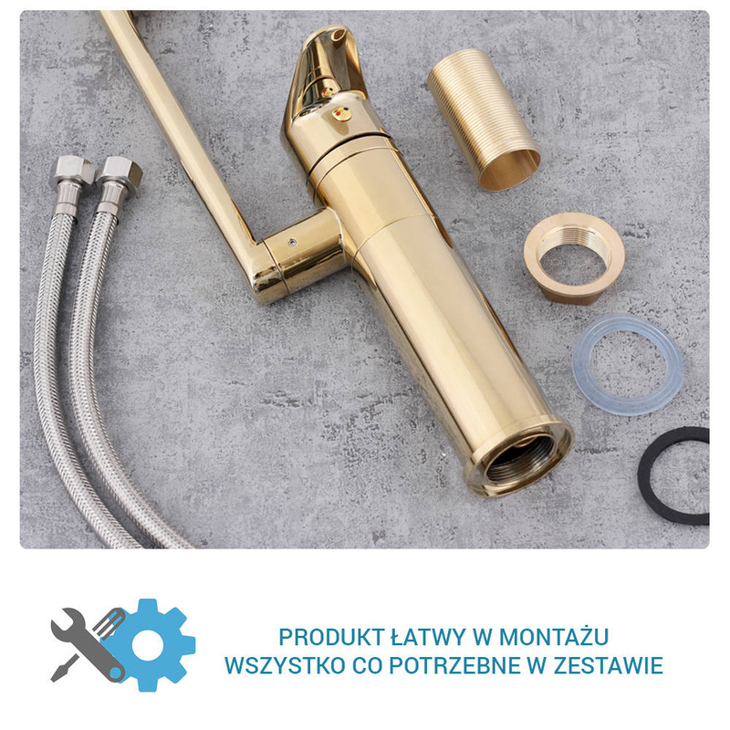 Bateria umywalkowa złota ruchoma obrotowa SOLDIER GOLD