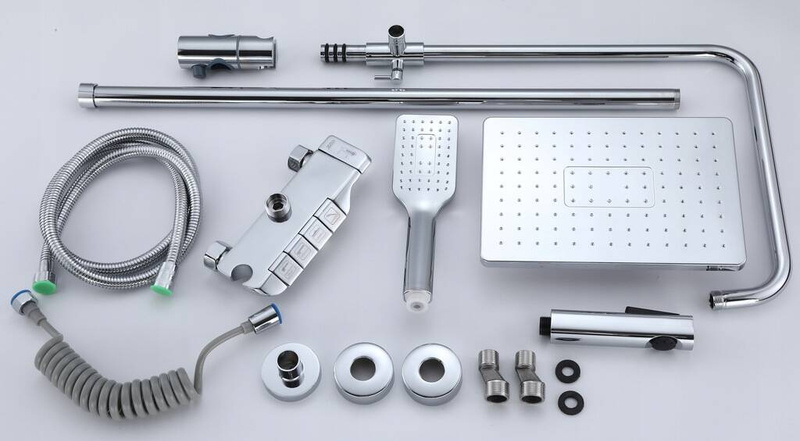 Zestaw natryskowy kolumna prysznicowa srebrna + bateria, słuchawka, bidetka MODERN CHROM