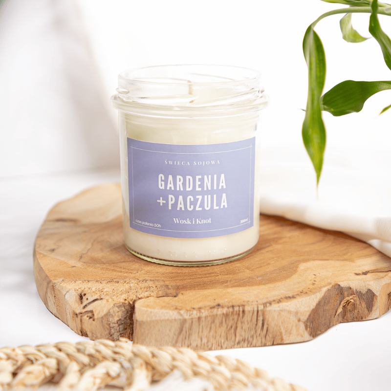 Świeca sojowa zapachowa GARDENIA+PACZULA 300ml