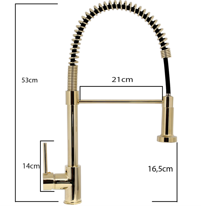 Bateria kuchenna z wyciąganą wylewką King Gold złota