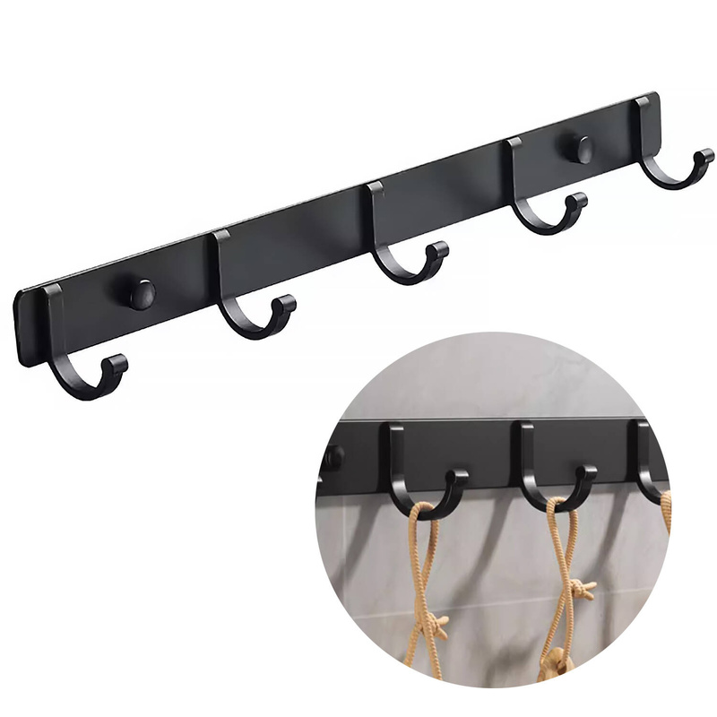 Wieszak na ubrania klucze ręczniki ścienny czarny 36 cm