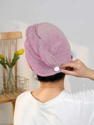 Ręcznik na włosy z mikrofibry szybkoschnący śliwkowy basic