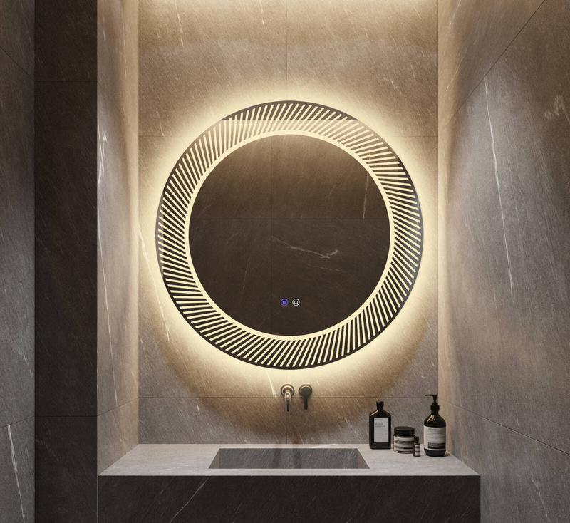 Lustro łazienkowe podświetlane LED dekoracyjne 80 cm okrągłe H2059