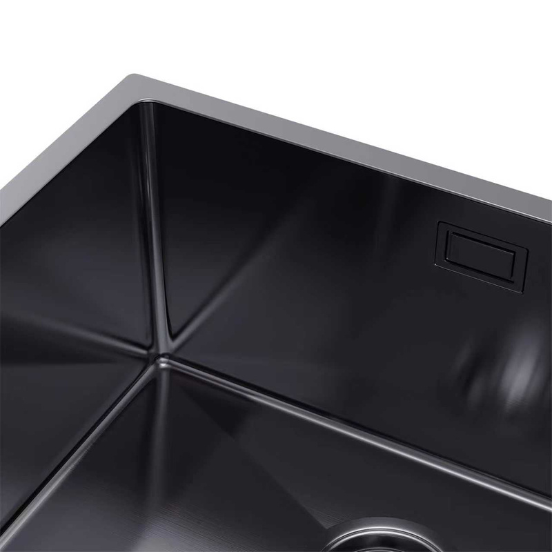 Zlewozmywak stalowy 49x44 czarny + syfon GRATIS podblatowy, podwieszany