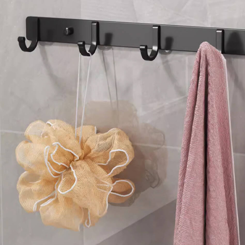 Wieszak na ubrania klucze ręczniki ścienny czarny 27 cm