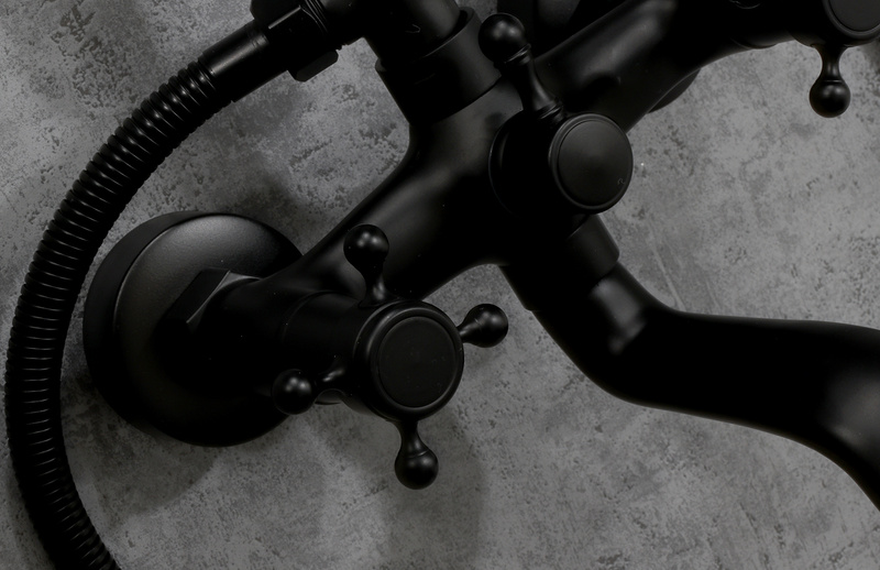 Bateria prysznicowa deszczownica czarna retro VITA