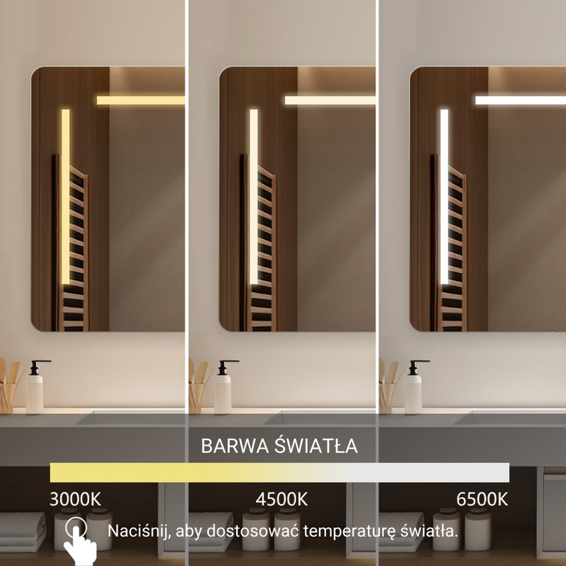 Lustro podświetlane LED prostokątne 70x50 cm H-1108