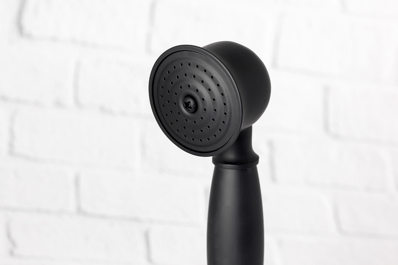 Czarna bateria wannowa 3-otworowa stojąca RETRO GLIT