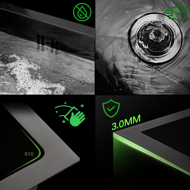 Zlewozmywak stalowy chropowaty 55x45 grafitowy + syfon GRATIS