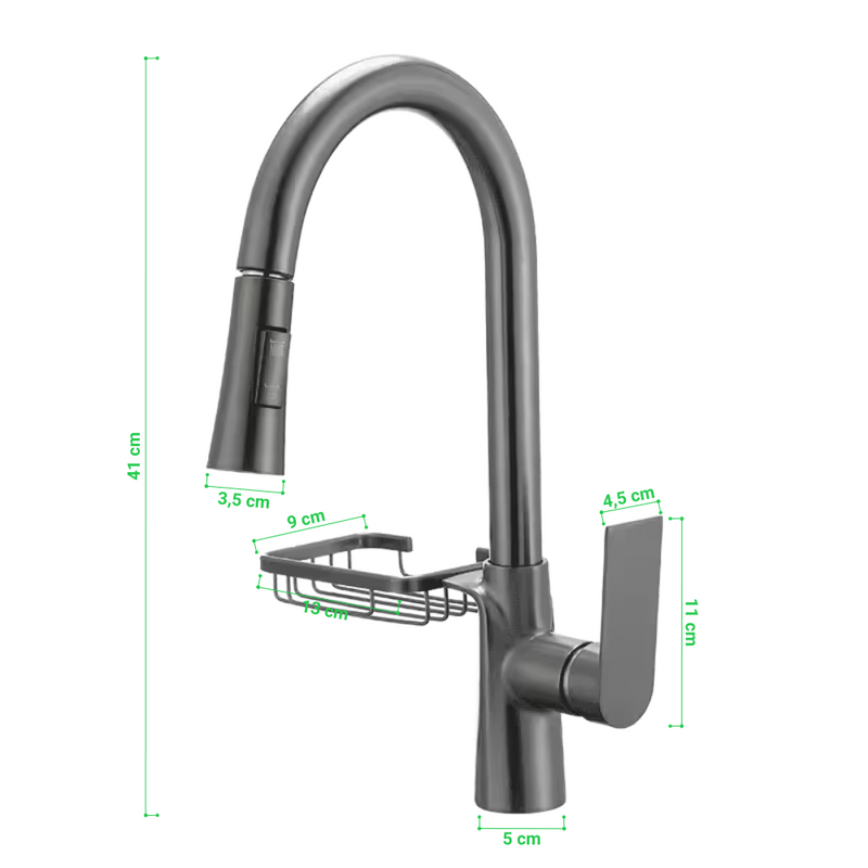 Bateria kuchenna z wyciąganą wylewką i półką LESTRE GRAPHIT
