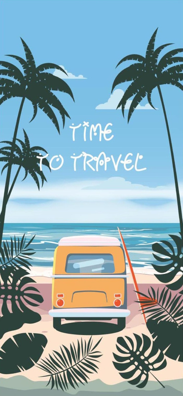 Ręcznik plażowy szybkoschnący z mikrofibry 70x140 TIME TO TRAVEL