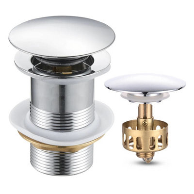 Korek umywalkowy KLIK-KLAK chromowany bez przelewu z sitkiem