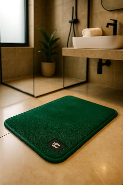 Dywanik łazienkowy prostokątny antypoślizgowy WELCOME 40x60 butelkowy zielony