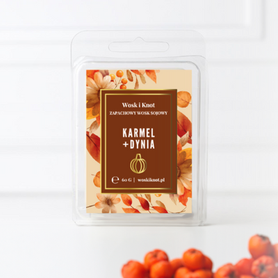 Wosk zapachowy sojowy do kominka KARMEL + DYNIA