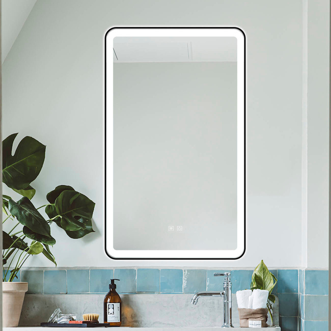 Lustro podświetlane LED 60x100 cm prostokątne w czarnej ramie J38