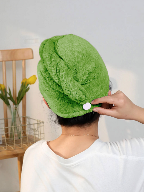 Ręcznik na włosy z mikrofibry szybkoschnący zielony basic