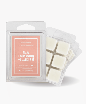Wosk zapachowy sojowy do kominka Biała brzoskwinia+płatki róż