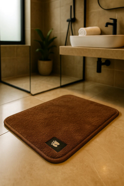 Dywanik łazienkowy prostokątny antypoślizgowy WELCOME 50x80 brązowy