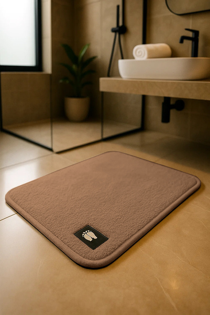 Dywanik łazienkowy prostokątny antypoślizgowy WELCOME 40x60 beżowy