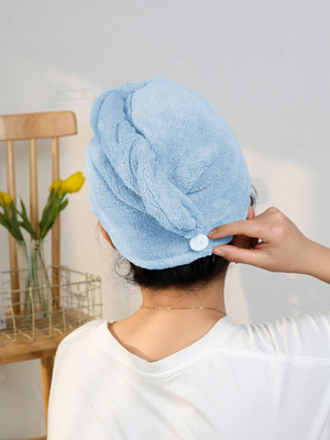 Ręcznik na włosy z mikrofibry szybkoschnący błękitny basic