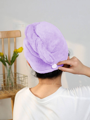Ręcznik na włosy z mikrofibry szybkoschnący fioletowy basic