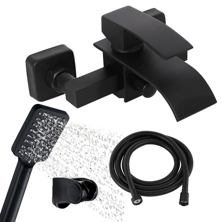 Bateria wannowa czarna wodospad IDEAL BLACK + słuchawka + wąż + uchwyt