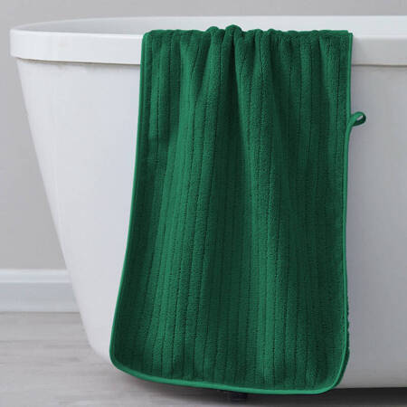 Ręcznik kąpielowy butelkowy zielony w paski z mikrofibry 33x70 szybkoschnący 