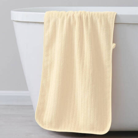 Ręcznik kąpielowy żółty w paski z mikrofibry 33x70 szybkoschnący 
