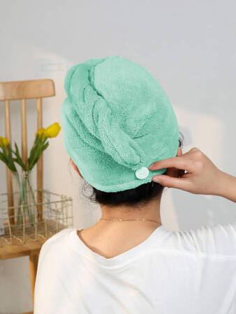 Ręcznik na włosy z mikrofibry szybkoschnący miętowy basic