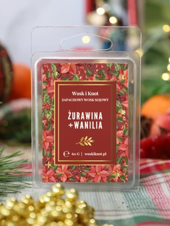 Wosk zapachowy sojowy do kominka ŻURAWINA + WANILIA